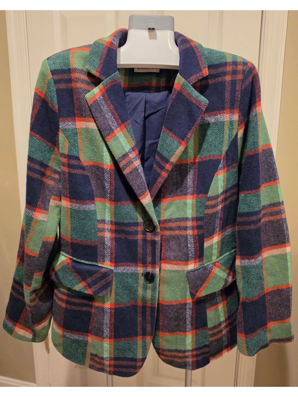 Plaid Blazer Jacket - Green & Navy by Elleven size L new without tags